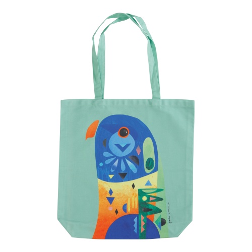 Rainbow Lorikeet Green Cotton Tote Shopping Bag