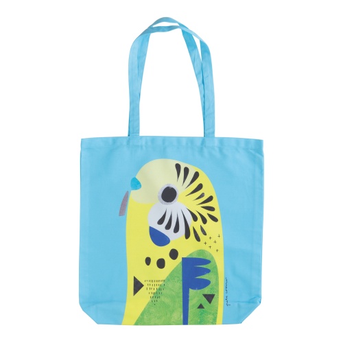 Budgie Blue Cotton Tote Shopping Bag