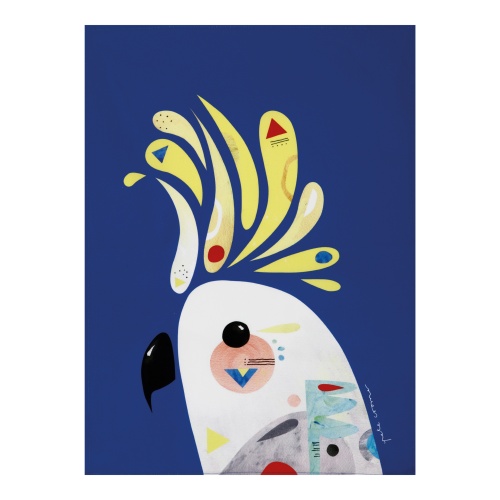 Sulphur Crested Cockatoo Blue Tea Towel 50x70cm