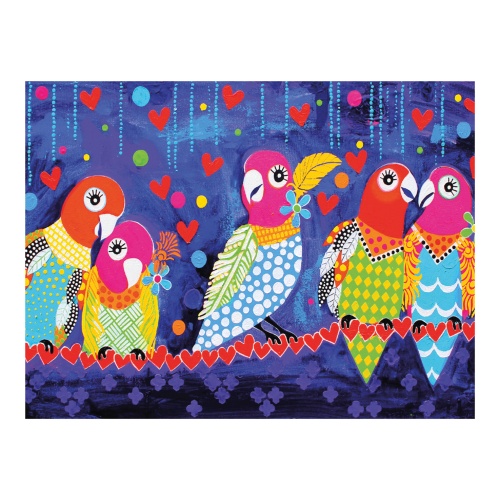 Love Hearts Love Birds Cotton Tea Towel 50x70cm