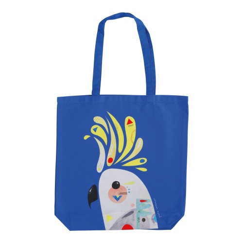 Sulphur Crested Cockatoo Dark Blue Cotton Bag