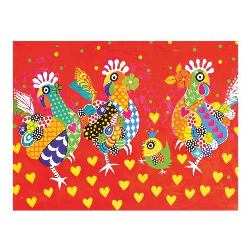 Love Hearts Chicken Dance Tea Towel 50x70cm